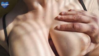 Huge Natural Boobs Roommate Girl Stopped Riding Only After Creampie
