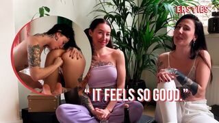Ersties - Intense penetration with long glass dildo for Hailey's smooth pussy