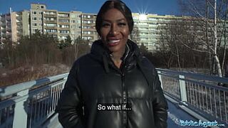 Public Agent Josy Black shows her big beautiful black ass whilst riding a big fat dick