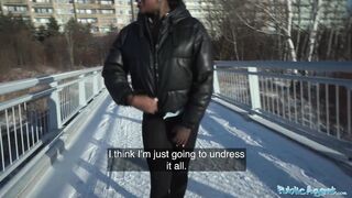 Public Agent Josy Black shows her big beautiful black ass whilst riding a big fat dick