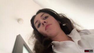 Eating pizza with cum on my face in a public cafe