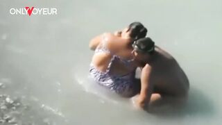 Beach Voyeur. Lucky guy caught BBW size mermaid in the sea