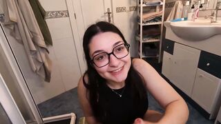 My stepsister swallows my cum in the bathroom