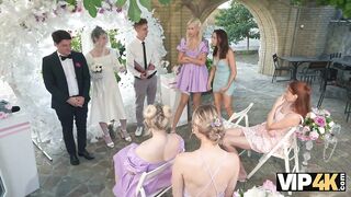 VIP4K. Bride was fucked hard and got anal creampie while guests were watching