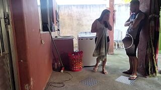 My wife went out and the maid couldn't resist my erect cock