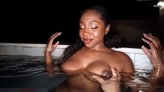 ebony tits fucked pool side