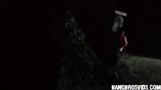 Busty blonde redhooded gets fucked outdoors