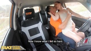 FakeDrivingSchool Hot learner test drives instructors cock