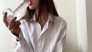sucking and fucking myself with a dildo