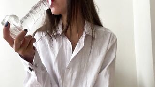 sucking and fucking myself with a dildo