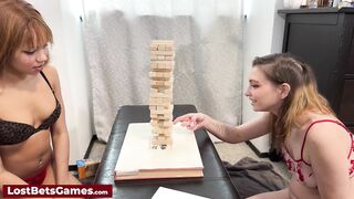 A cute lesbian couple first time playing this strip game