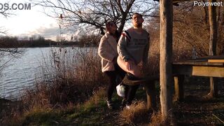 Public blowjob and pegging near the lake