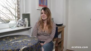 Ersties - Hot Brunette Babe Masturbates with a Dildo in the Kitchen
