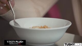 TUSHY Hot babe enjoys first anal