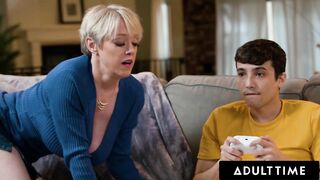 ADULT TIME - Huge Naturals MILF Dee Williams Fucks Stepson's Vibrating Controller While He Plays!