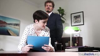 Quickie fucking the extra small and petite tomboi secretary