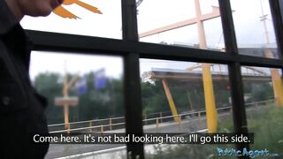 Public Agent - cute short hair redhead Czech girl-next-door swallows a load