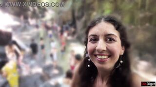 Cum on Face in Public Locker Room and Cumwalk at the Waterfall