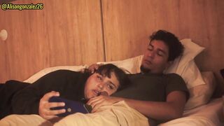 Watching Netflix with my stepsister but I couldn't help but put my penis in her mouth, they almost discovered us!!
