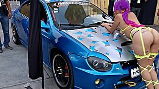 Stopping the ass at the car expo, with garter belt and pigtails (Sailor pussy) by Hyperversos