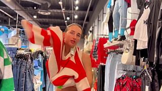 Compilation: showing my boobs in the store