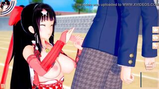 [Eroge Koikatsu! ] Big breasts female shrine swordfighter "Kai (Orichara)" boobs rubbed