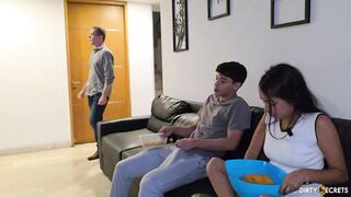 I CATCH MY STEPSISTER FUCKING WITH THE COACH AND WE END UP IN A THREESOME