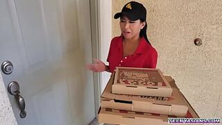 Jay Romero and Rion King wants some pizza and Ember Snow delivered it fresh and hot with an extra threesome service.