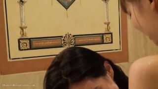 Homemade busty lesban milf and teen in bath