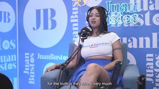 Oiled latina with BEAUTIFUL TITS Kataleya Ross hops up the vibrator machine until she cums! Juan Bustos Podcast