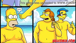 Burying it deep in the sand! Cheating on her husband on the beach! Simpsons comics