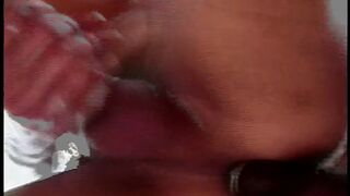 Horny dude licks and bangs a shemale with big ass outside before she bangs him