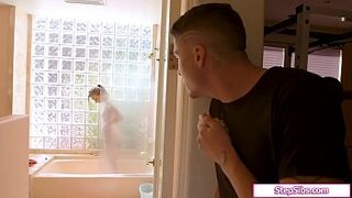 Stepsis fucked by stepbro after shower