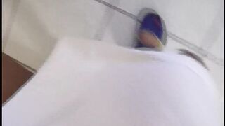 Blonde chick gets pierced cunt licked and pumped by a dude while she sucks another one