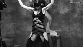 Blindfolded amateur MILF gets pussy teased in BDSM swinger video