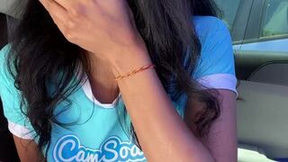 Teen Receptionist Harley almost busted masturbating in the parking lot