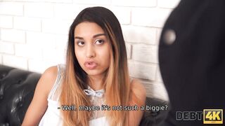 DEBT4k. Hung collector cant resist having quickie with enticing chick