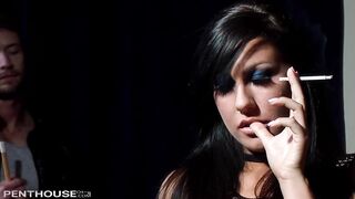 Naughty brunette Tiffany Brookes loves getting pounded atop a pool table