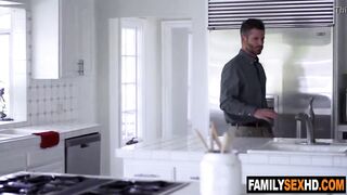 Stepdaughter sneaks to stepdad's room for sex