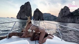 Fucking the captain on my boat tour to Capri while the crew watches