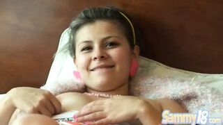 Sammy 18 with tight pussy fingering and rubbing