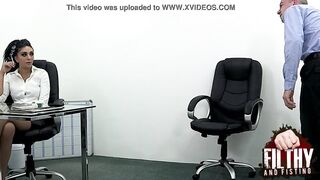 This secretary gets boxed and fisted