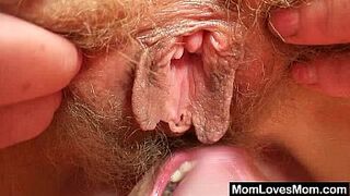 Unshaven amateur-mom gets toyed by perverse blond dame