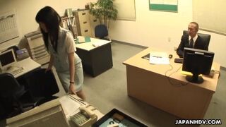 Asian babe getting fucked on the office table