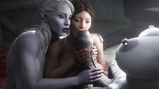 This MILF is lucky - two huge futa-dicks satisfies all her holes at once