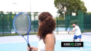 Curvy ebony teen Willow Ryder fucks with her tennis coach after practice