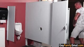 Stepson finds out stepdad visits glory hole