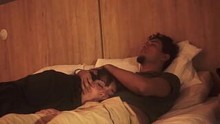 My stepbrother puts his penis in my mouth while we are lying, he had no use for my little mouth and I fill it with milk, treating me like his little whore.
