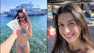 Public pickup - Sex for money with a beautiful lady, agreed to walk with sperm on her face - Cumwalk