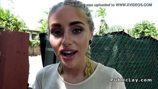 Lovely blonde gets huge cock in public